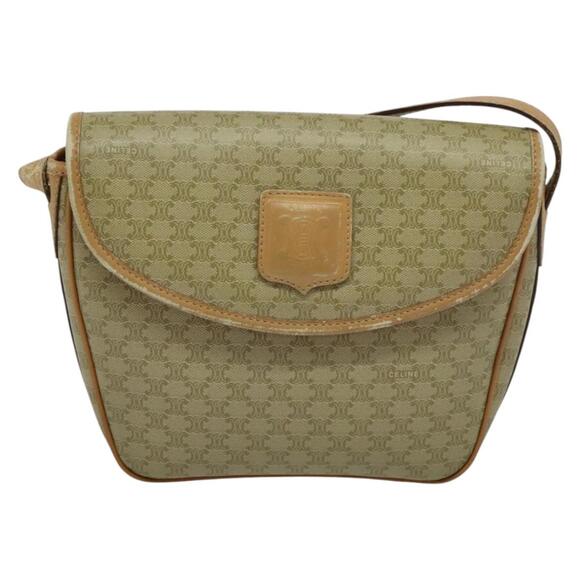 CELINE Macadam Canvas Shoulder Bag Pvc Beige Gold - Picture 2 of 12